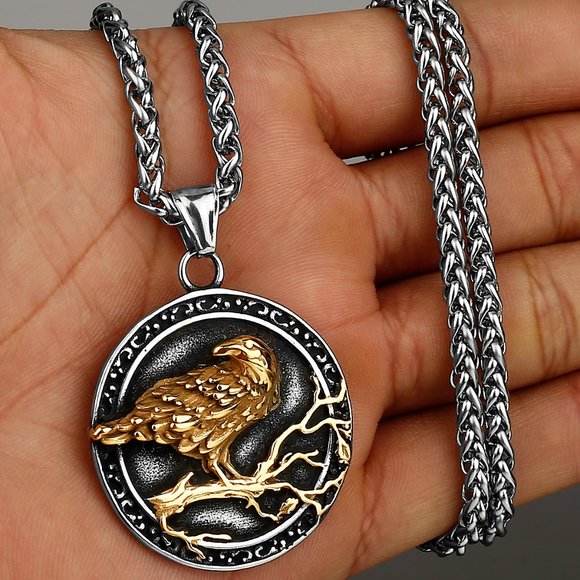 Golden Crow Unisex Pendant Necklace, GP1231143 - Picture 2 of 3